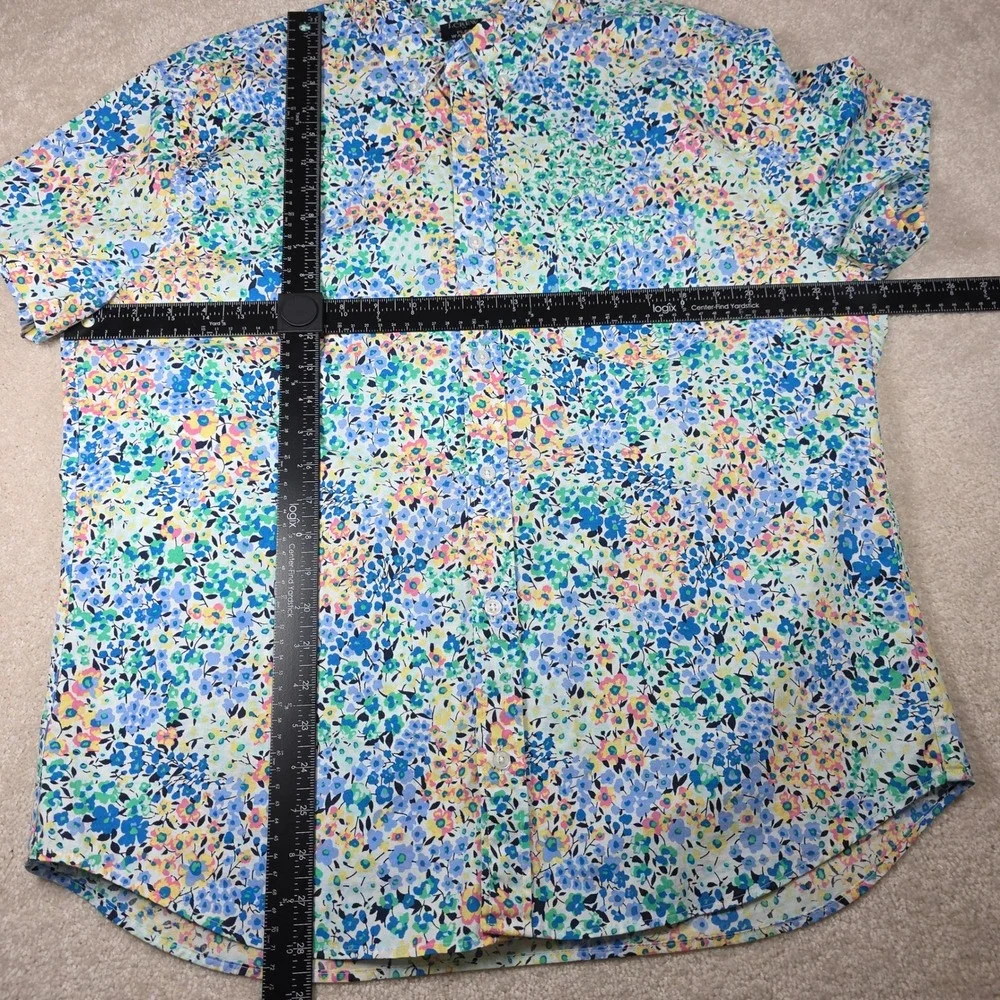 J. Crew Flex Washed Slim Fit Short Sleeve Floral Button Down Shirt Mens XL AOP